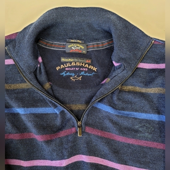 Paul and shark knitted Stripe Half zip Long-Sleeve Wool Sweater - Picture 8 of 8